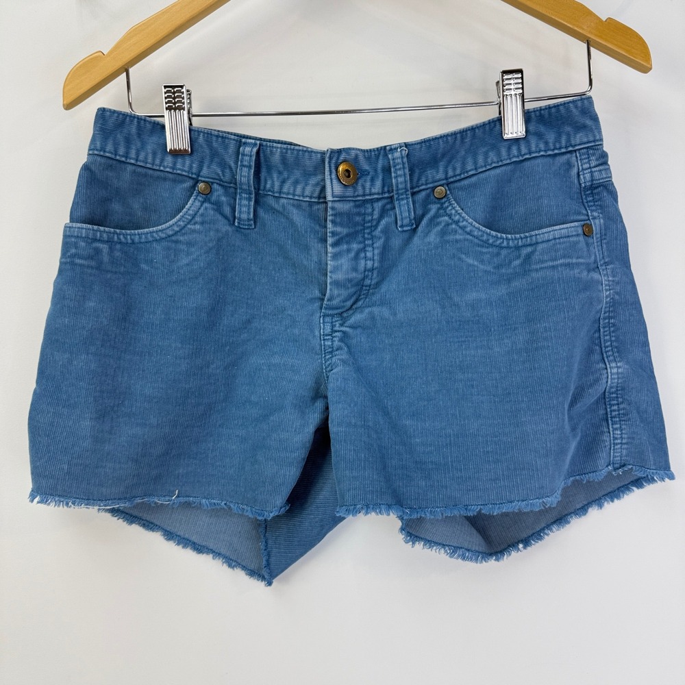 Carve Designs Dogtown Oahu Corduroy Shorts Women Size 0 Blue Raw Hem Frayed